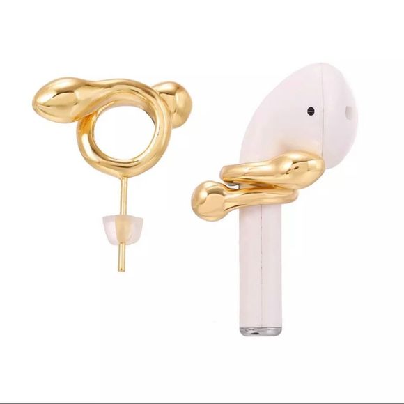 FINALLY IN STOCK SILVER & GOLD AIR POD SUPPORT EARRING SECURE FIT PREVENT LOSS - Picture 4 of 5